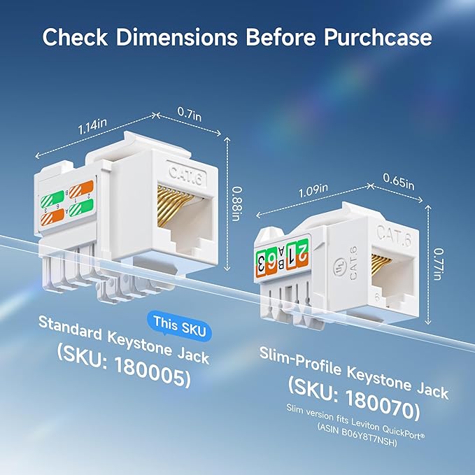 Cable Matters 25-Pack 10Gbps Cat6 Keystone Jacks, RJ45 Keystone Jack, Ethernet - Image 3