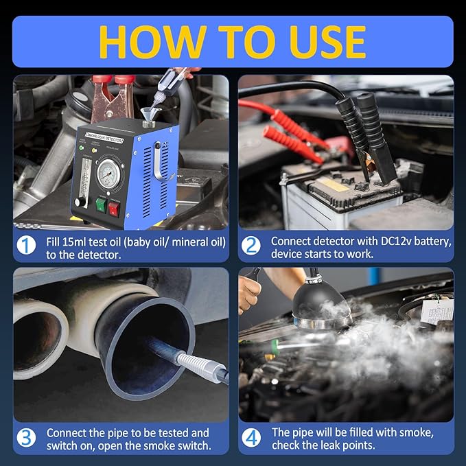 Automotive Smoke Machine, Professional Leak Detector Built-in Air Pump Flow - Image 4