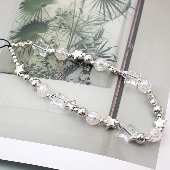 CMVFYL Beaded Camera Wrist Strap, Cute Phone Charms Strap, Pearl Bracelet Wrist - Image 4