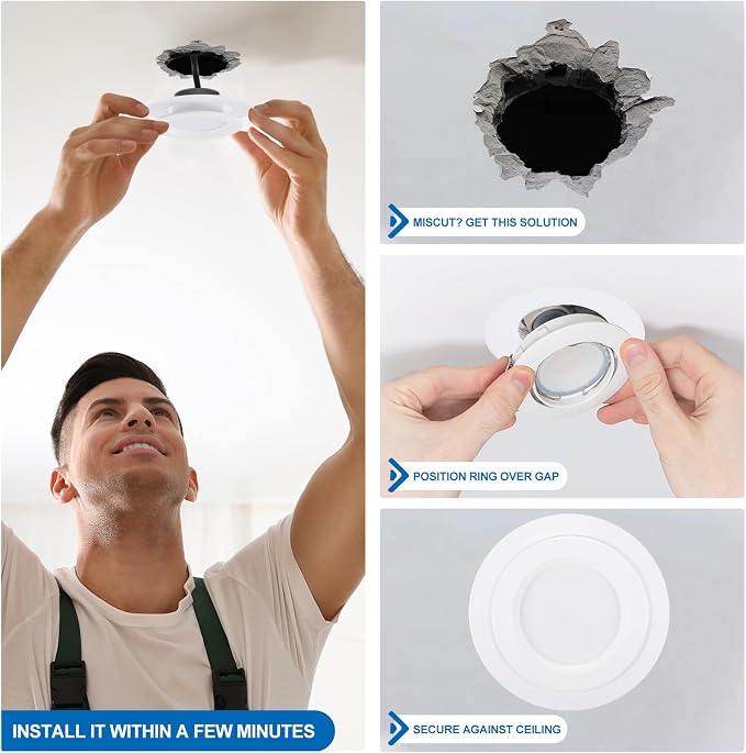 PATIKIL 5" ID 7.5" OD Plastic Trim Ring, Ceiling Light Goof Rings Matte - Image 4