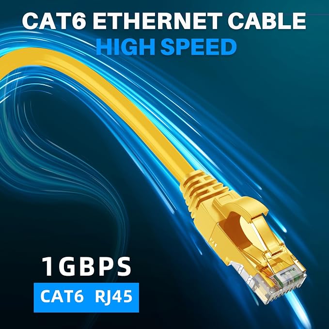 Adoreen Cat 6 Ethernet Cable 200 Ft-Yellow, Outdoor & Indoor Snagless Long - Image 5