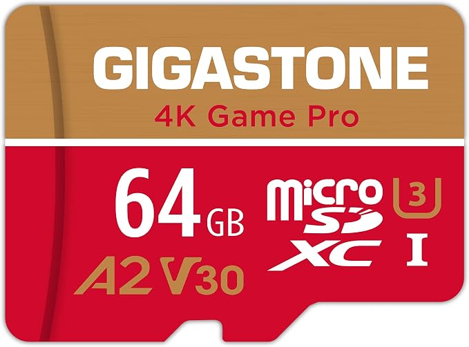 【For Switch 1 Only】GIGASTONE 64GB Micro SD Card, 4K Game Pro, MicroSDXC Memory by Gigastone