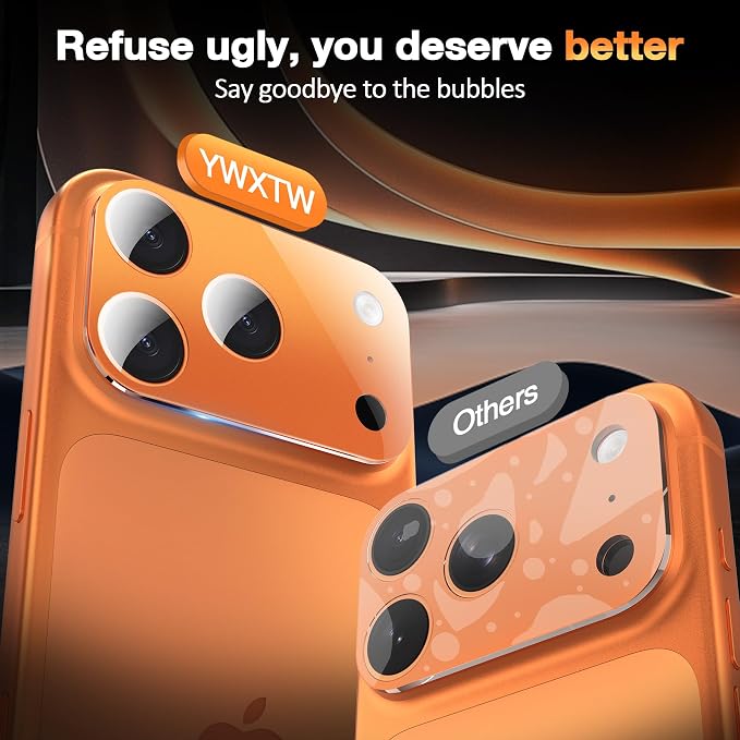 YWXTW [0 Bubbles for iPhone 17 Pro Max Camera Protector, Full Coverage Tempered - Image 2
