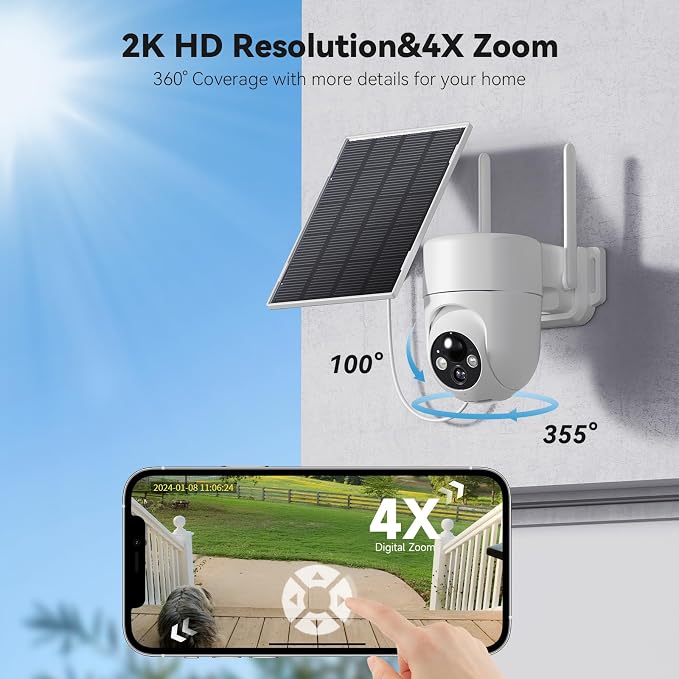 ELYSOO Solar Camera Outdoor Wireless, 2K Color Night Vision, Security Cameras - Image 3