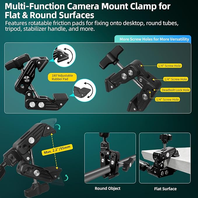 22" Magic Arm Clamp, Overhead Phone Mount Holder Stand, Flexible Desk Camera - Image 5