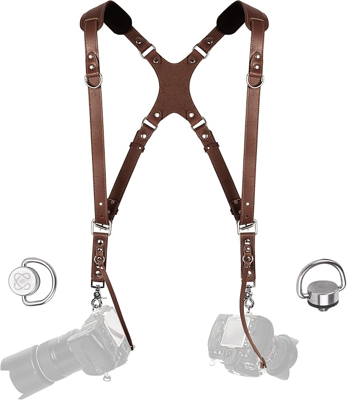C Coiro Dual Camera Harness Shoulder Leather Camera Strap by CCoiro