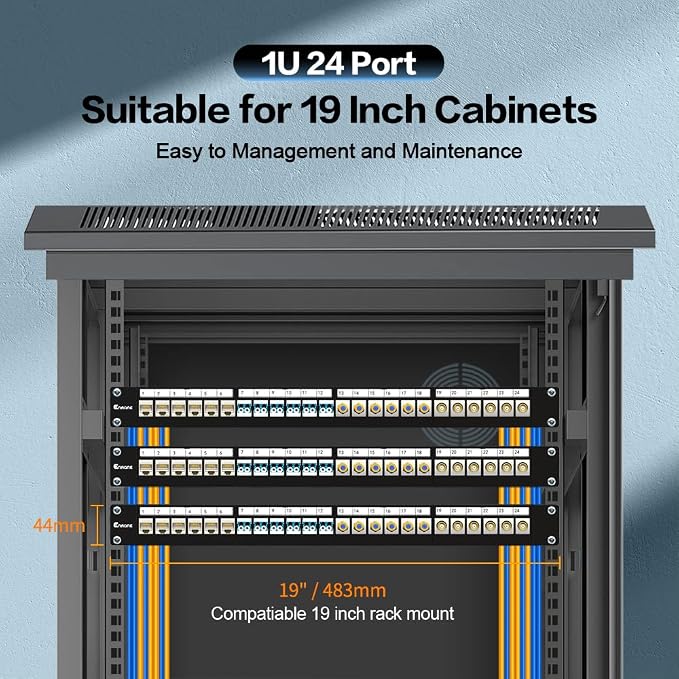 24 Port Patch Panel Blank Keystone Patch Panel 1U 19" - Image 7