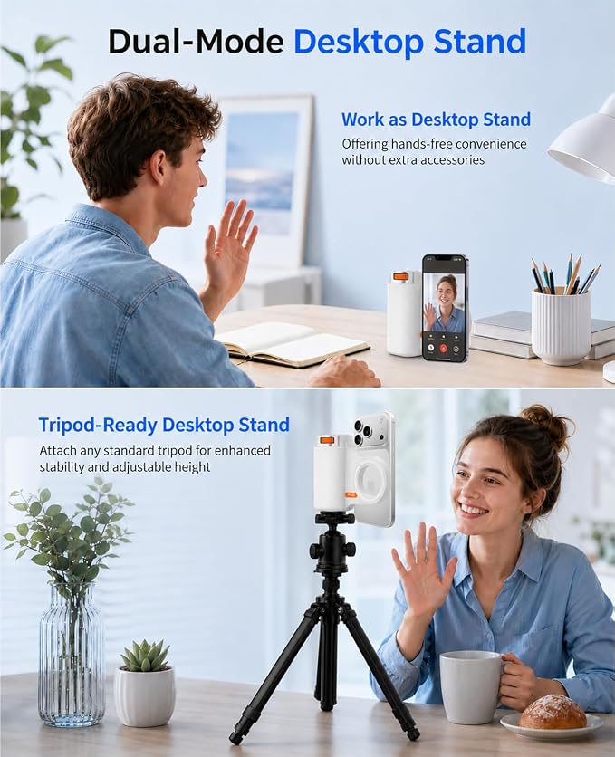 Magnetic Phone Camera Grip for iPhone & Android, Zoom Control and 1/4" Tripod - Image 7