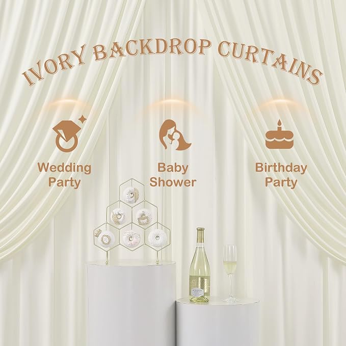 12ft x 10ft Ivory Backdrop Curtains - Image 4