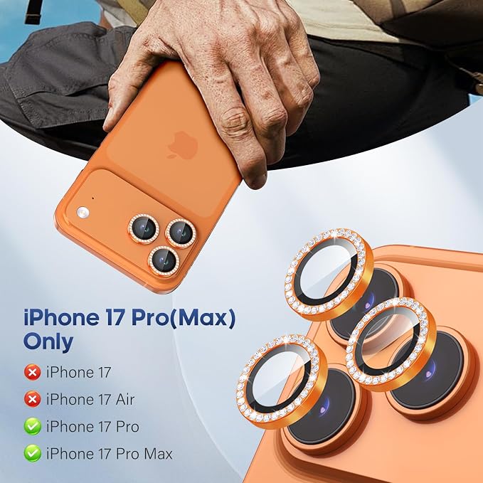 for iPhone 17 Pro / 17 Pro Max Camera Lens Protector Bling, Individual Diamond - Image 2