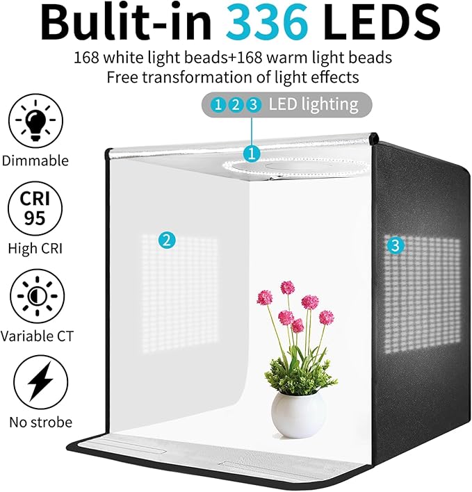 Pro 16"x16" Photo Studio Light Box 3-Side Light Panel/3-Temp/Dimmable - Image 3
