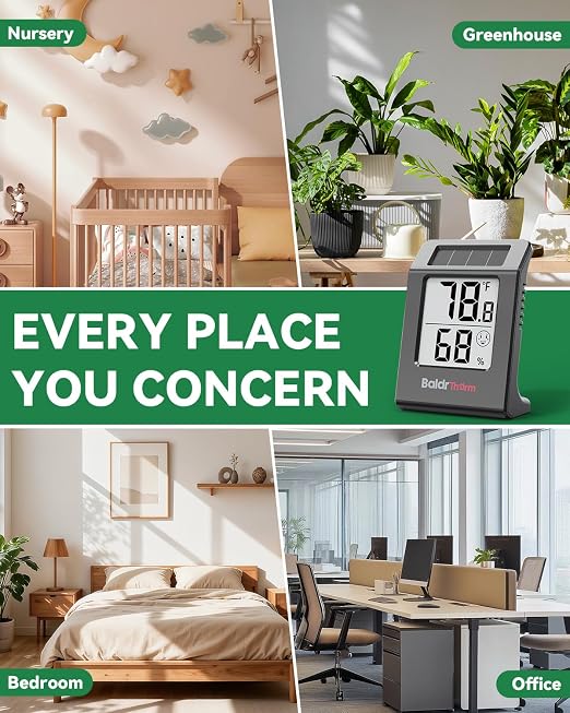 BALDR 2-Pack Digital Hygrometer Thermometer, Solar Power - Image 8
