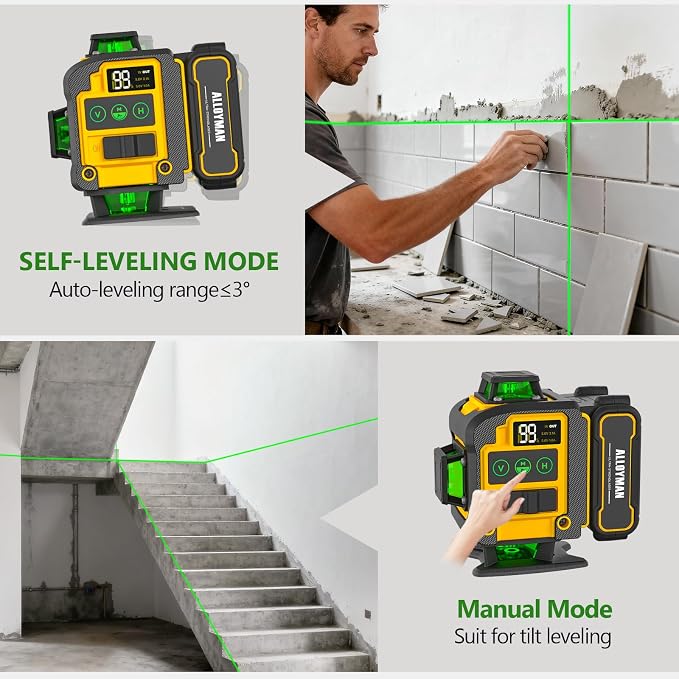 Alloyman 4x360°Self Leveling Laser Level, 12 Ft./3.7M Professional Laser Level - Image 5