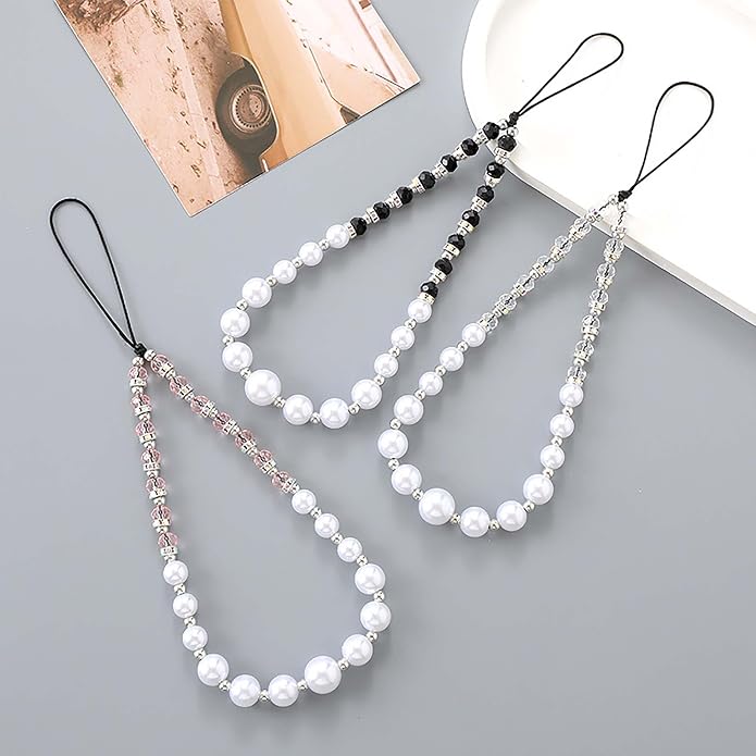Beaded Phone Charm Lanyard Strap Girly Style Fixed Beads Pearl Lanyards - Image 6