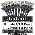 Jadaol Cat 6 Ethernet Cable 10ft 10Pack, Outdoor&Indoor, 10Gbps Support Cat8/7 by Jadaol