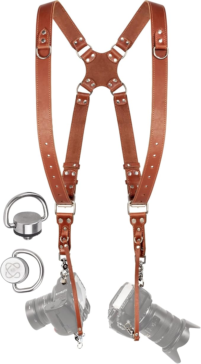 C Coiro Dual Camera Harness Shoulder Leather Camera Strap by CCoiro