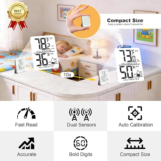 3 Pack Room Thermometer Indoor Hygrometer Digital Mini Humidity Meter Gauge - Image 4