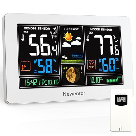 Newentor Weather Station Wireless Indoor Outdoor Thermometer, Color Display by Newentor