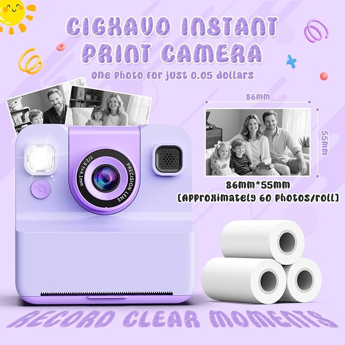 Kids Camera Instant Print with Flip Lens, 1080P HD Video Inkless Toddler - Image 9