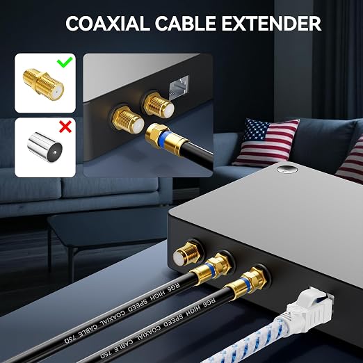 Coaxial Cable 6ft 5 Pack, RG6 Coax Cable Cord Extender - Image 4
