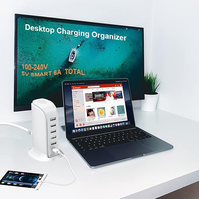 Charging Station for Multiple Devices 40W Upoy, Wall Charger Block 5 USB Ports - Image 5