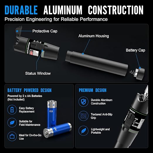 2PCS Fiber Optic Visual Fault Locator Kit, VFL Pen Compatible - Image 3