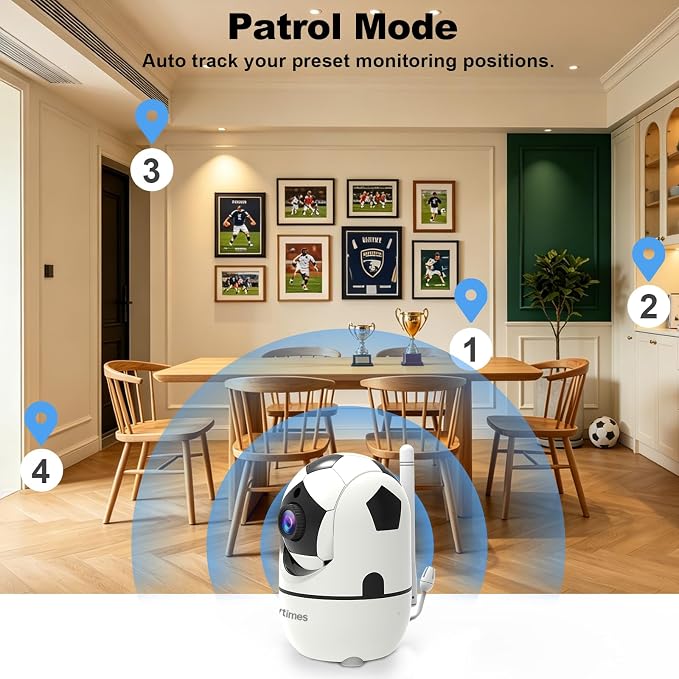 VTimes 1080P Pan/Tilt Indoor Camera Wireless, WiFi Cameras - Image 3
