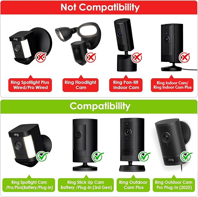 2Pack Flexible Twist Mount for Ring Stick Up Cam Battery/Plug-in 3rd Gen/Ring - Image 2