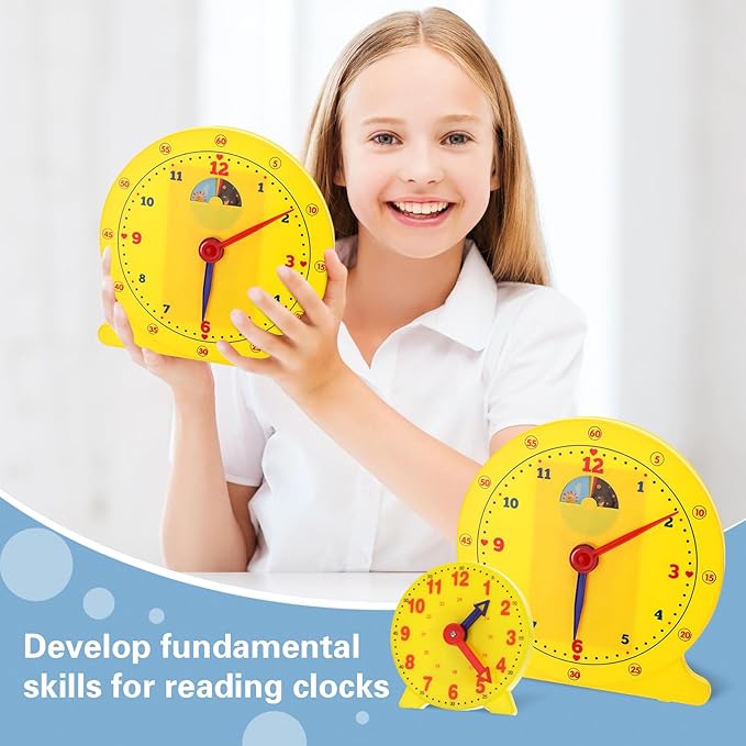 Lenwen 2 Pcs Classroom Clock Kit 24 Hours Learn to Tell Time Teaching Clock Toy - Image 5