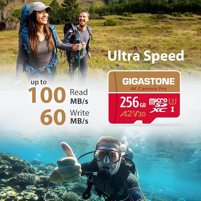 Gigastone 256GB Micro SD Card, 4K Camera Pro, A2 V30 UHS-I U3, - Image 2
