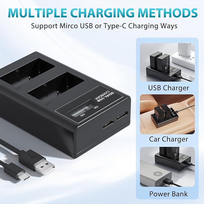LP LP-E17 Battery Charger, LCD Display & USB-C Dual Slot Charger Compatible - Image 3