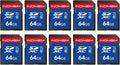 SD Card 64GB 10pack, High Speed up to 90M/S SDXC UHS-I Memory Cards, Full HD & by elecacc