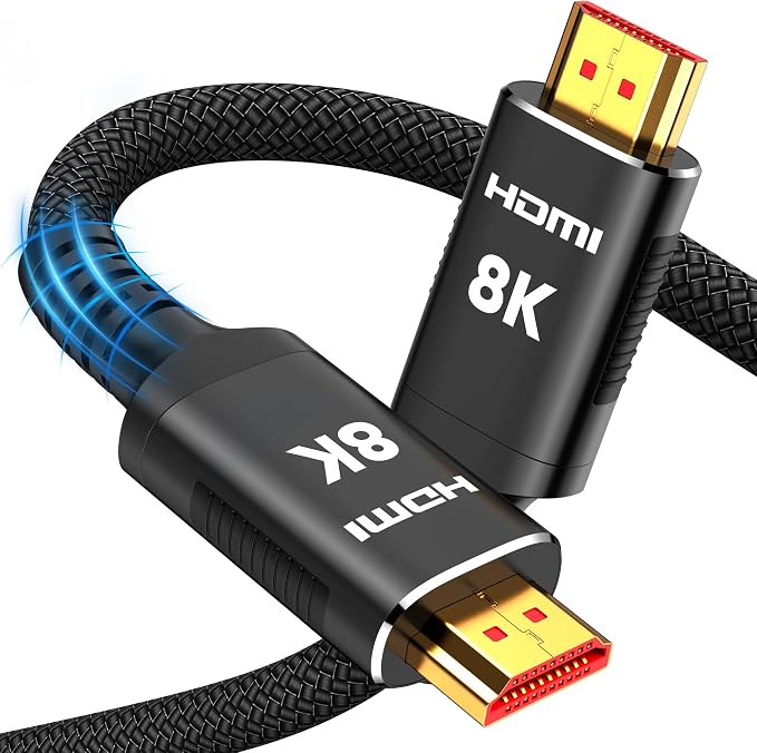 Snowkids 8K HDMI Cable 6.6 ft, Non-Slip Nylon Braided, 48Gbps Ultra High-Speed by Snowkids