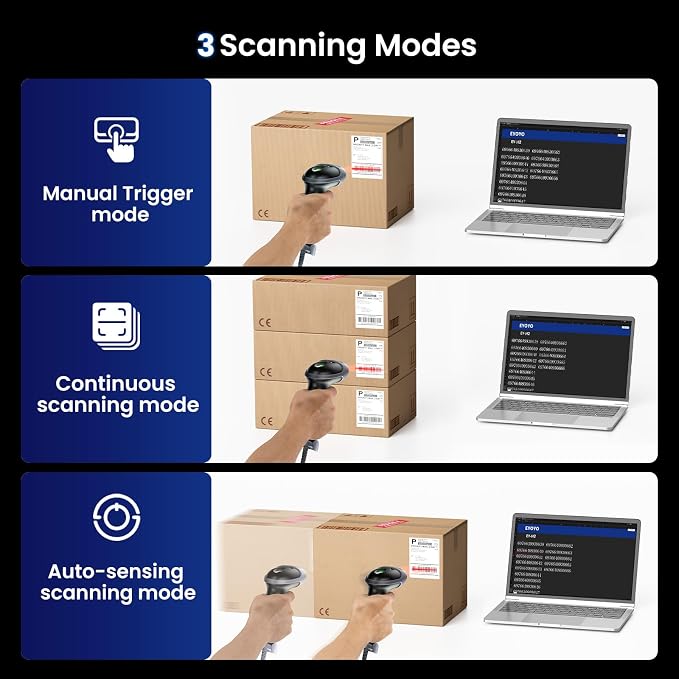 Eyoyo 2D Handheld USB QR Code Scanner, Wired Automatic Barcode Scanner Data - Image 3