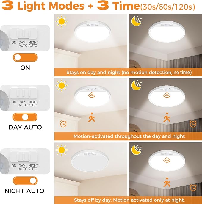 slochi 2Pack Motion Sensor Light Indoor Wired, 12 Inch 3000K/4000K/6500K Closet - Image 4
