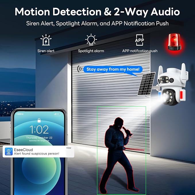 Solar Camera Outdoor Wireless, Dual Lens Security Camera - Image 5