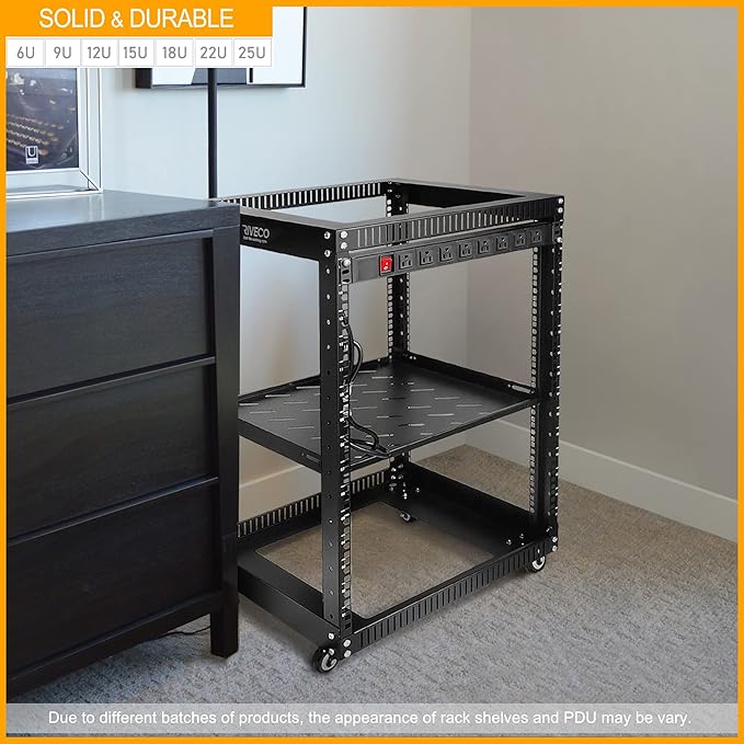 RIVECO 19" 12U Server Rack Open Frame - Image 5