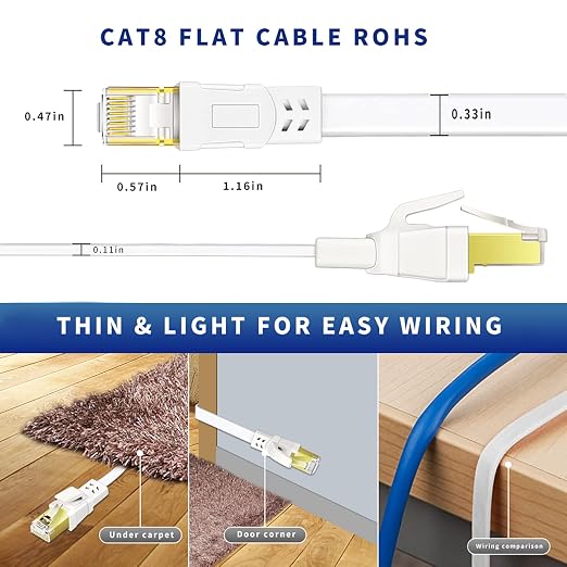 Cat8 Ethernet Cable 33FT, High Speed Outdoor&Indoor Cat8 LAN Network Cable - Image 3