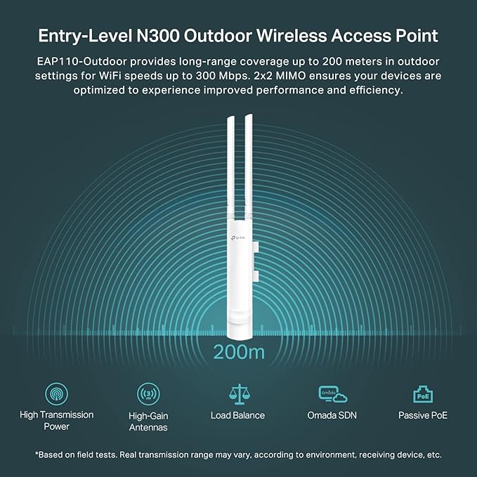 TP-Link EAP110-Outdoor V3, Omada N300 Wireless Outdoor Access Point, WiFi - Image 3