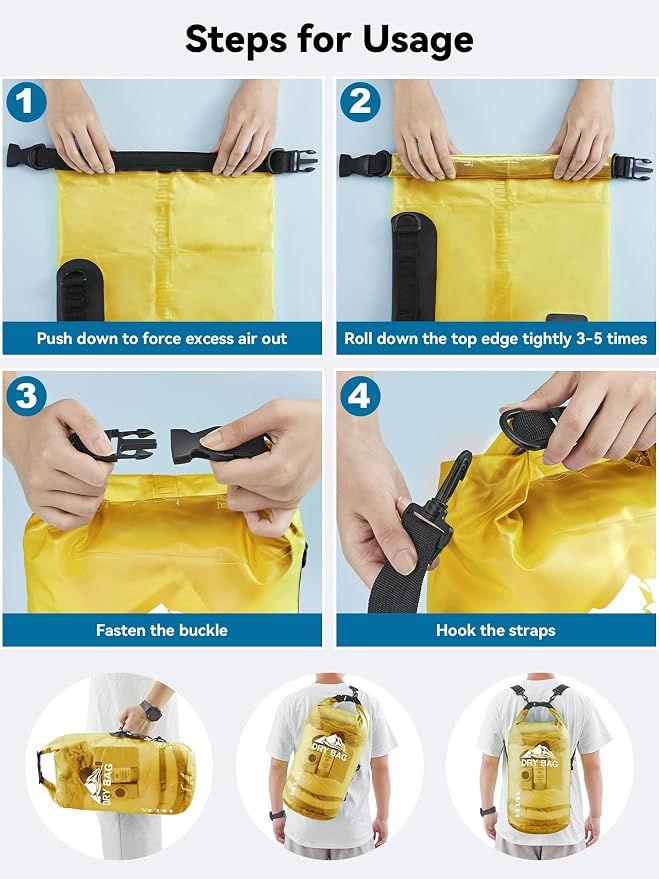 HEETA Dry Bag Waterproof for Women Men, 5L/10L/20L/30L/40L Roll Top Lightweight - Image 5