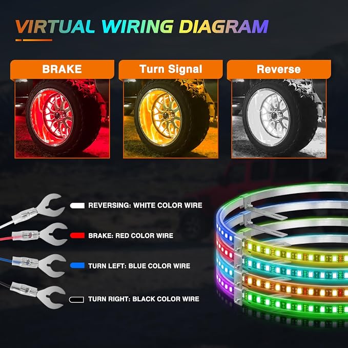 Nilight 4PCS 15.5inch Wheel Ring Lights Deram Color - Image 3