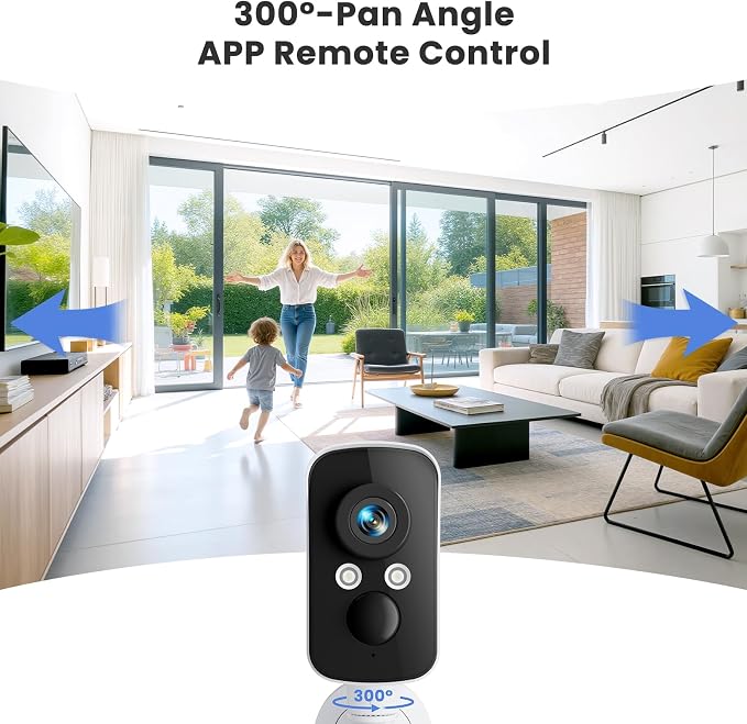 Security Camera Wireless Outdoor, 2.4G WiFi, Battery & Solar Powered, Free - Image 2