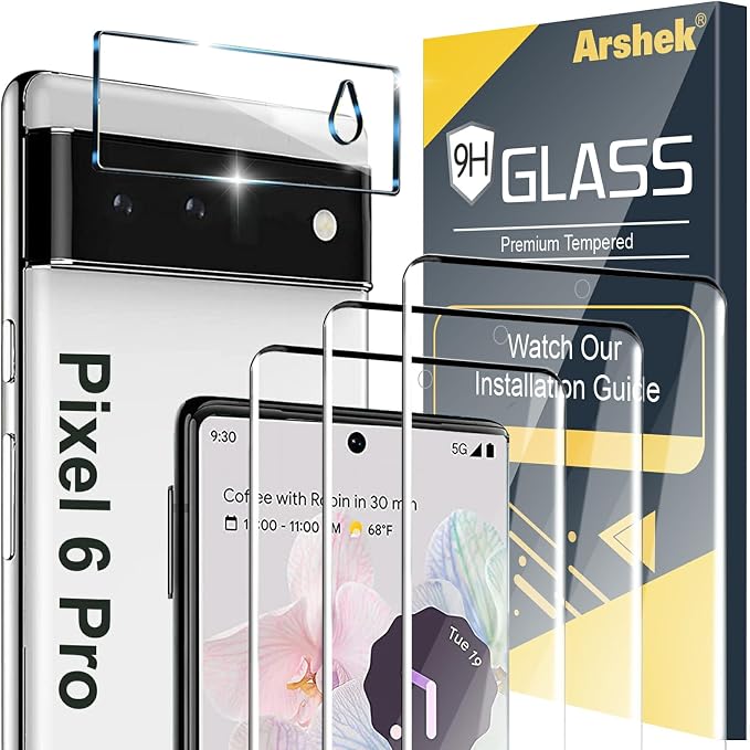 for Google Pixel 6 Pro Screen Protector, 9H Tempered Glass, Ultrasonic by Arshek