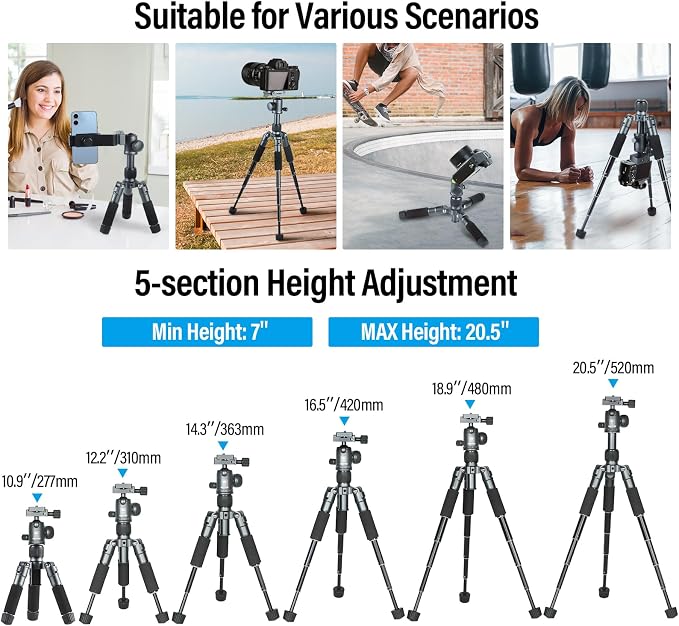 SIRUI Compact Mini Desktop Tripod, Loaded up to 17.64lbs, Phone Holder Included - Image 5