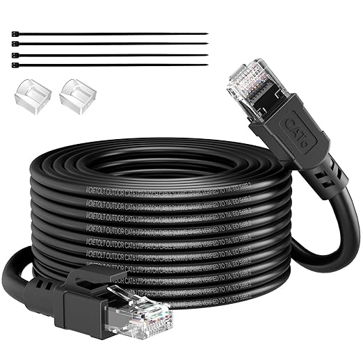 Cat 6 Outdoor Ethernet Cable 45 ft, 24AWG 10Gbps High Speed Cat6 Ethernet Cable by EthernetCable