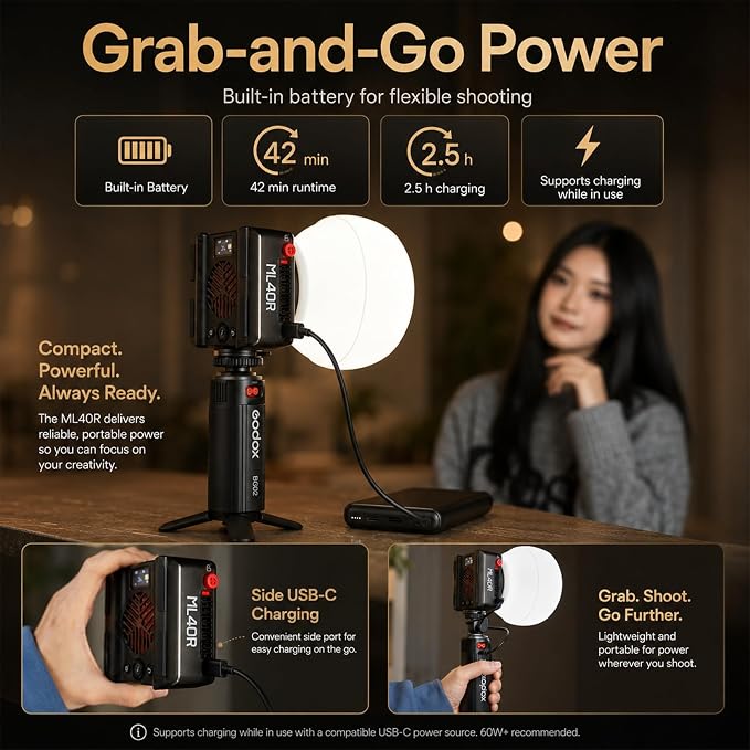 Godox ML40R RGB LED Video Light, Portable COB Photography Light - Image 5