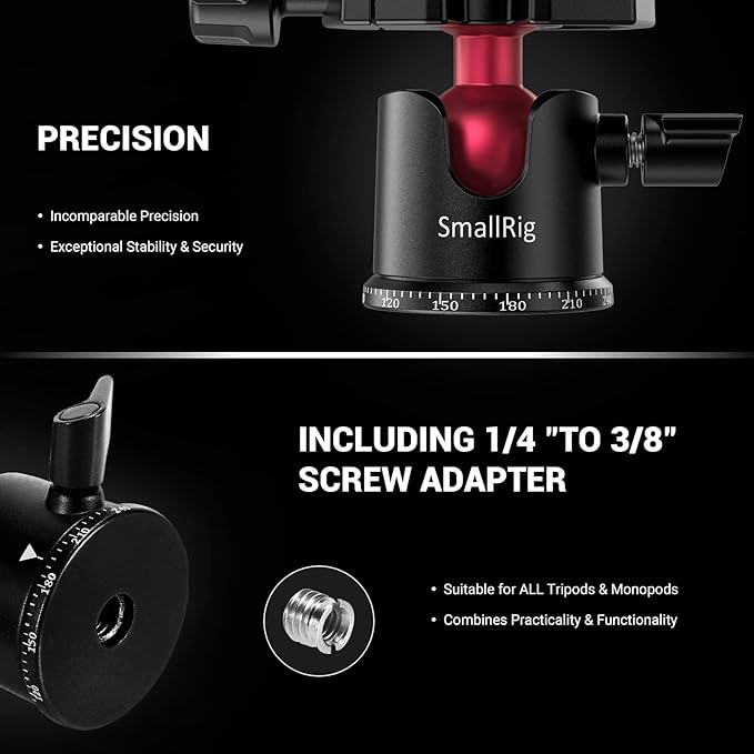 SmallRig Mini Ball Head, Tripod Head Camera 360° Panoramic - Image 3
