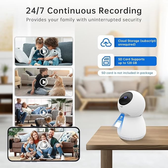 Indoor Security Camera 5G& 2.4GHz WiFi, Pan/Tilt Baby Camera - Image 3