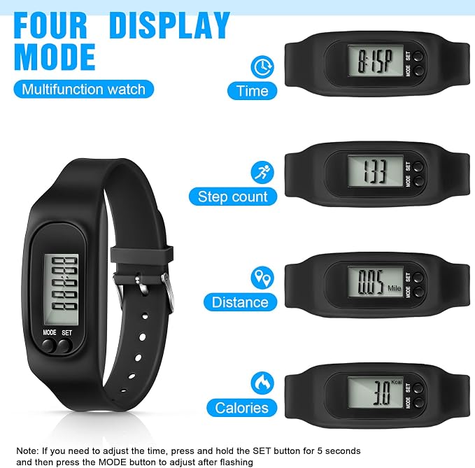 Silicone Fitness Tracker Watch 3 Pcs Walking Running Pedometer Calorie Burning - Image 4