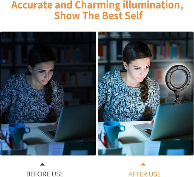 Video Conference Lighting Kit, Ring Light Clip on Laptop Monitor - Image 3